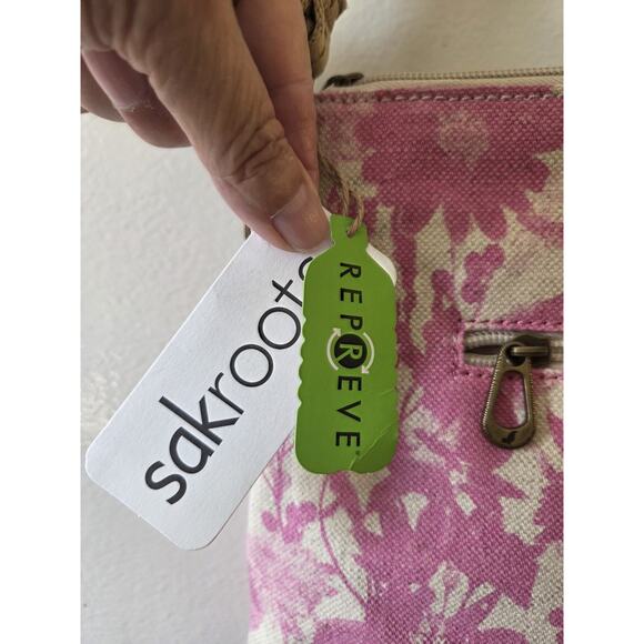 Sakroots Artist Circle Linen Uncoated Canvas Zipper Top Crossbody Rose in Bloom - Picture 5 of 12